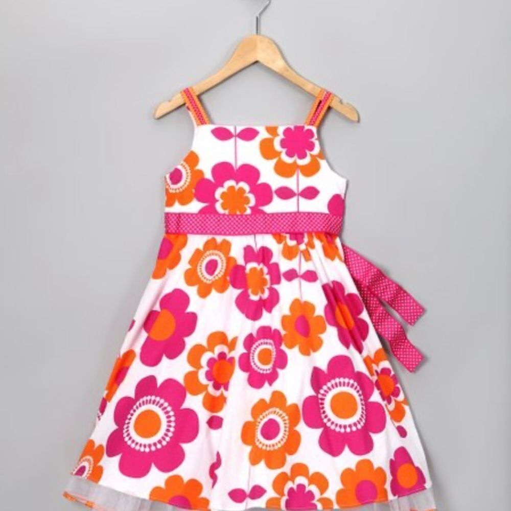 ‎RARE EDITIONS Pink/White Floral Print Cotton Dress